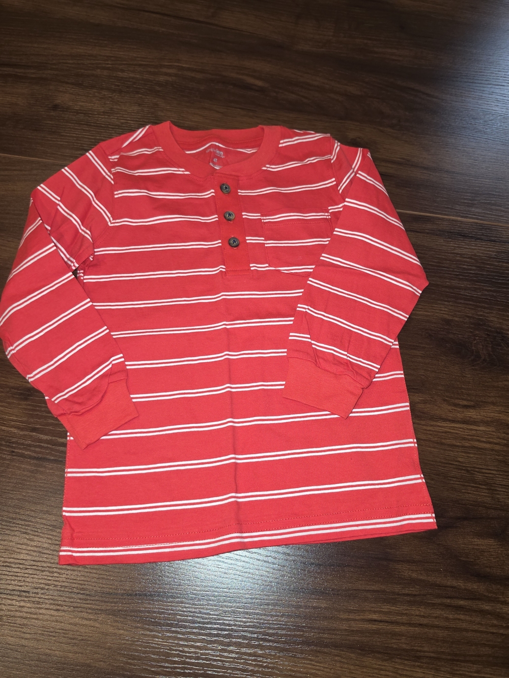 Carter's Red and White Striped Long-Sleeve Henley